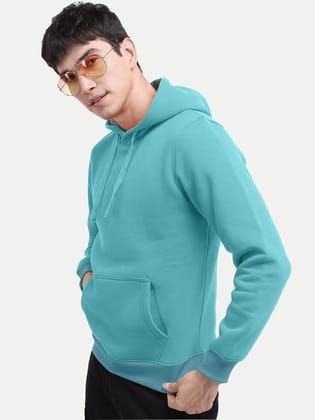 Men Solid Mint Hoodie with Pockets