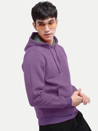 Men Solid Light Purple Hoodie with Pockets
