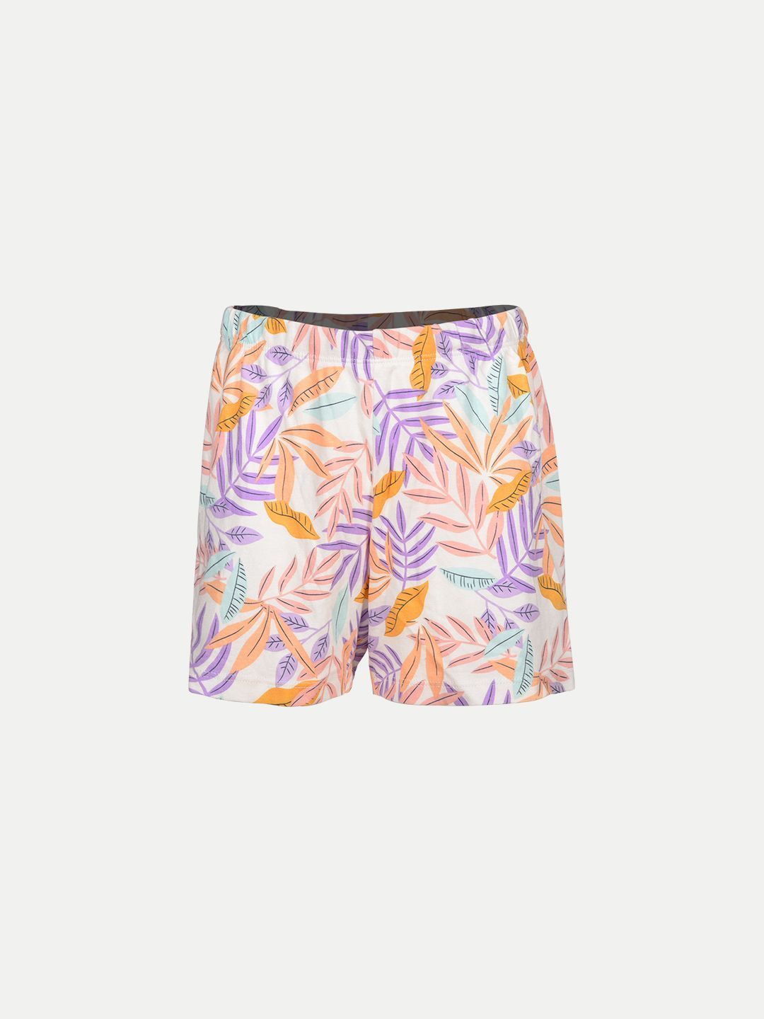 Teen Girls Grey leaf Printed AOP Knitted Shorts