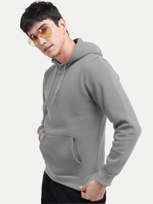 Men Solid Lt Grey Hoodie with Pockets