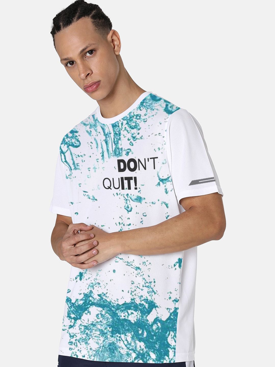 Men White Graphic Printed Crew Neck regular Fit T-shirt