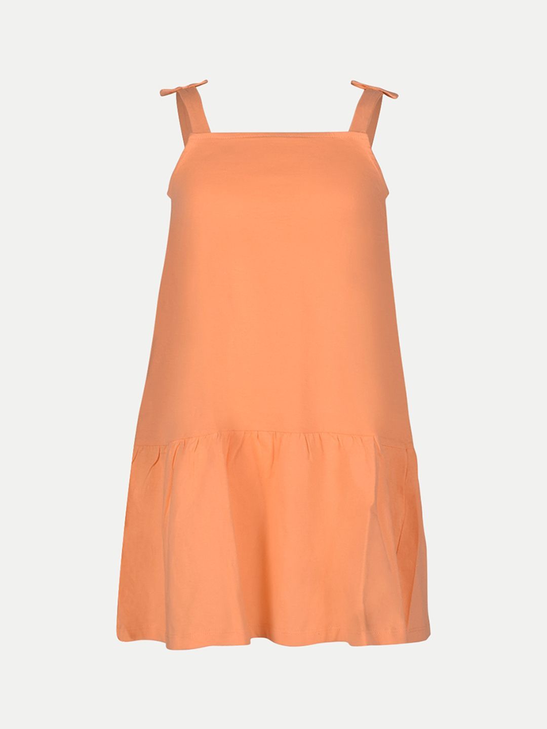 Girls Orange  Solid Dress
