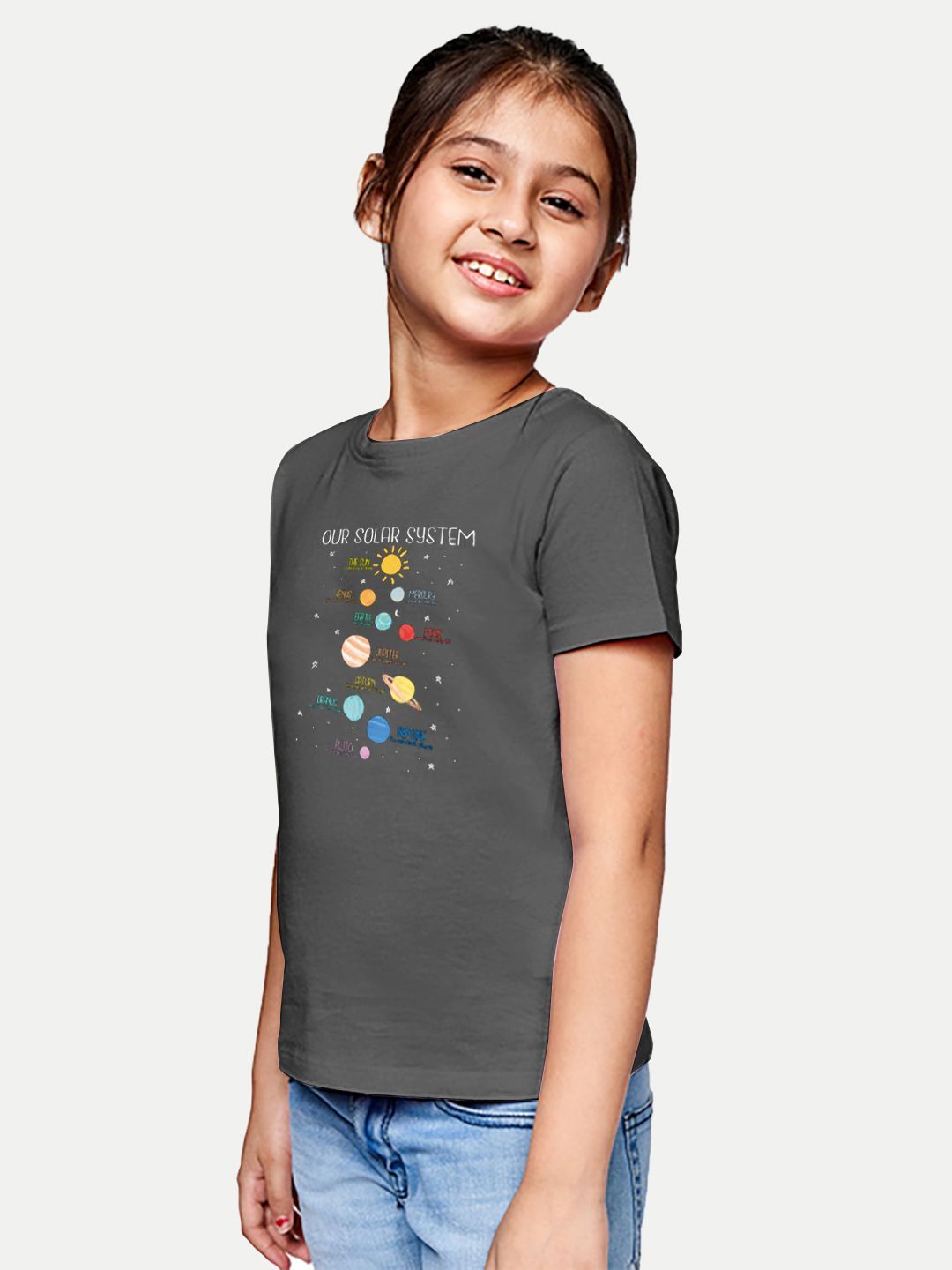 Girls Navy Printed T-Shirt