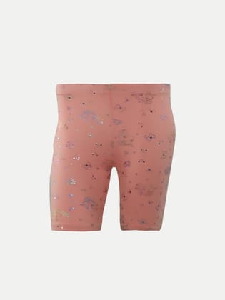 Girls Light Pink All-over Printed Lounge Shorts
