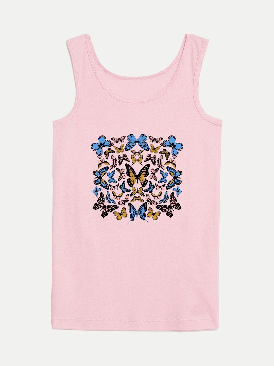 Girls Pink Printed Tanktop