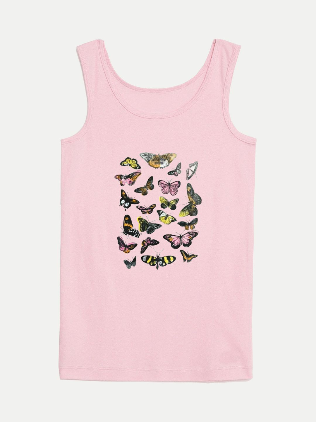 Girls Pink Printed Tanktop
