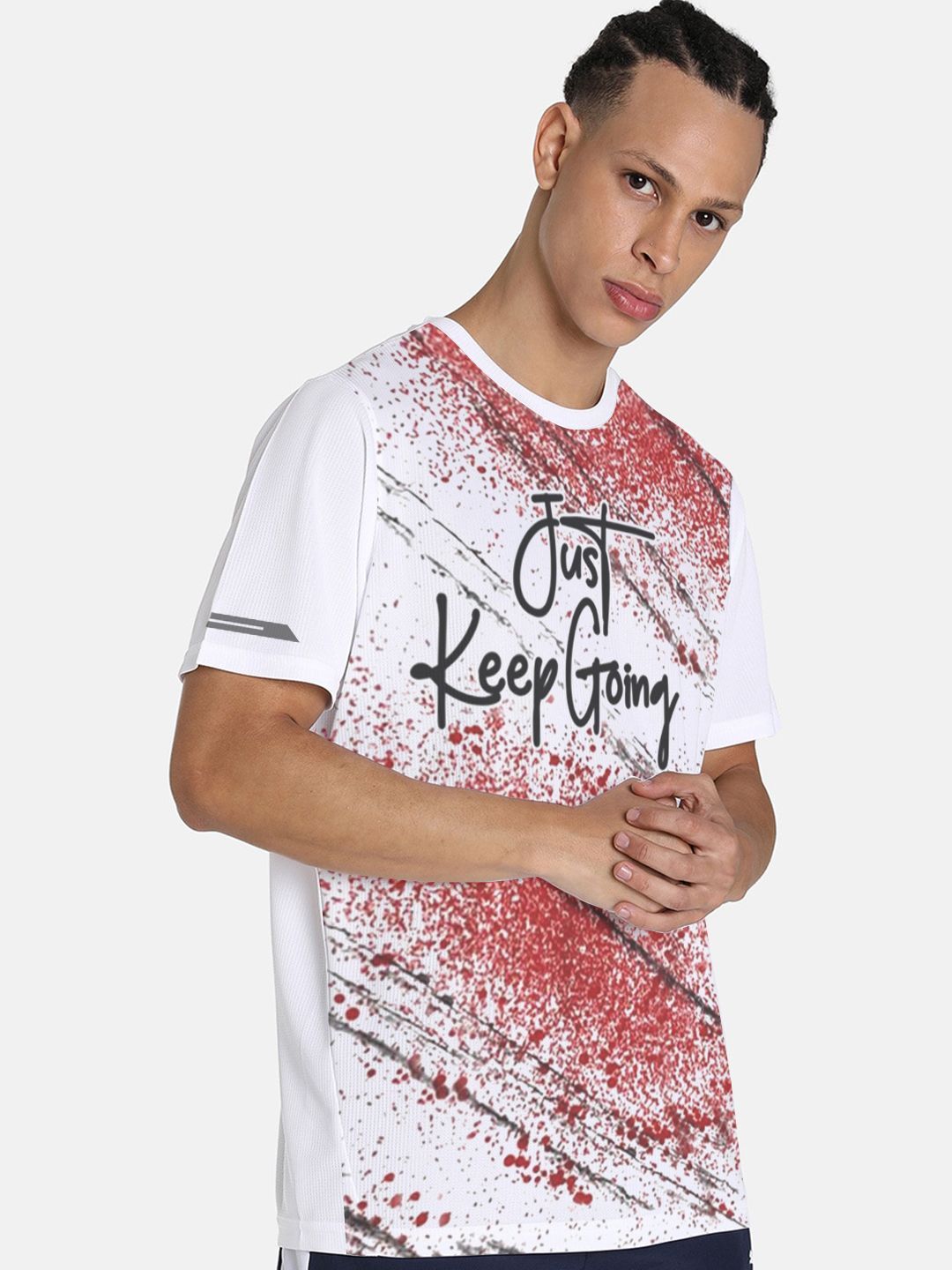 Men White Graphic Printed Crew Neck regular Fit T-shirt