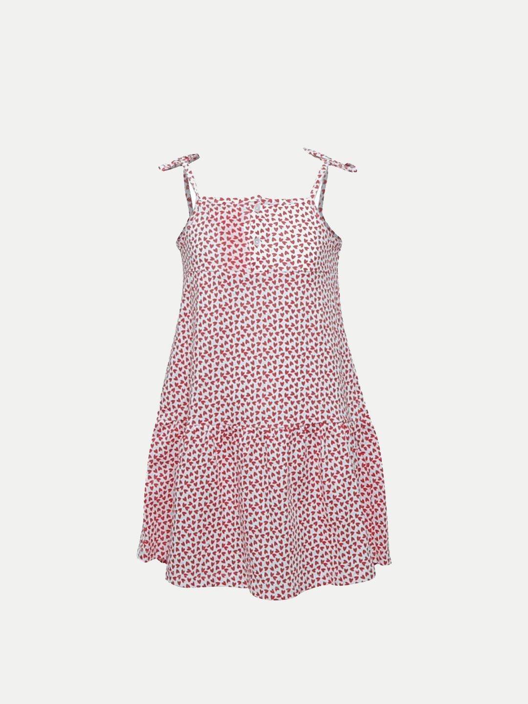 Teen Girls All Over Red Heart Printed Slip-dress