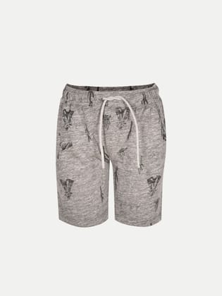 Boys Grey Melange printed Shorts