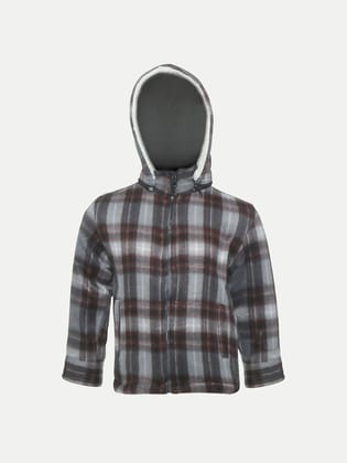 Boys Red Checked Zip through Hoodie