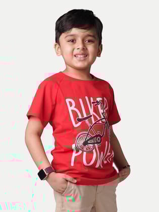 Boys Red T-shirt with Biker Print