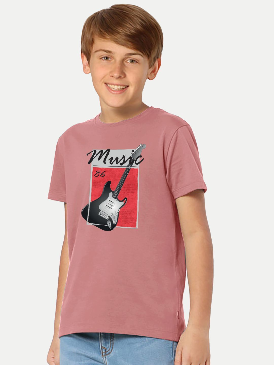 Boys Pink Printed Music T-Shirts