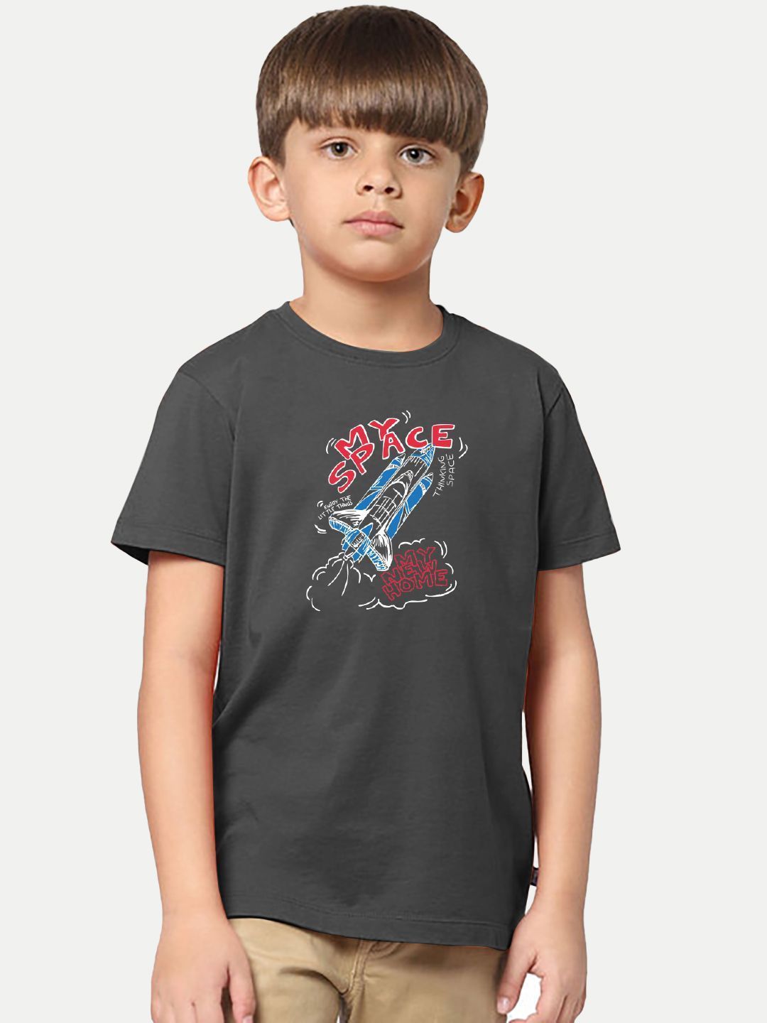 Boys Black T-shirt with Space world Print