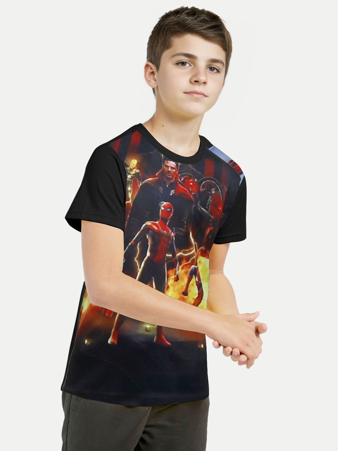 Boys Black Avengers Printed T-shirt