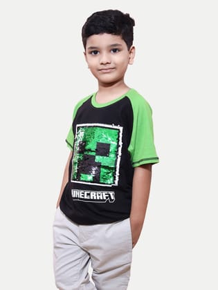 Boys Black Sequence Embroidery T-shirt