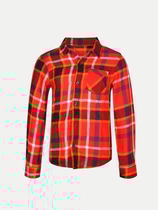 Boys Red Colour Checked Shirt