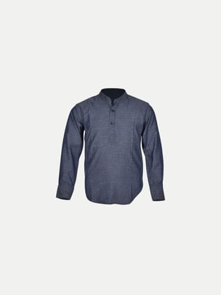 Boys Navy-Blue Full Sleeved Fashion Denim Shirt