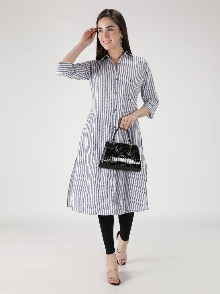 Women's Striped Button Down Shirt Dress