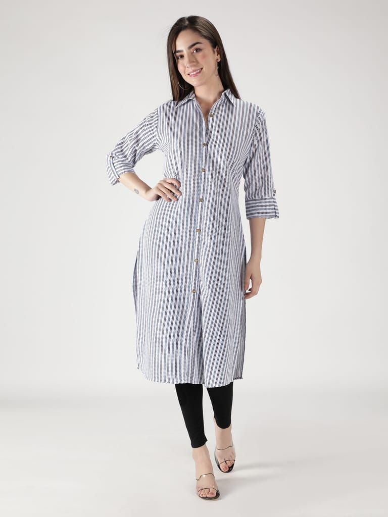Women's Striped Button Down Shirt Dress
