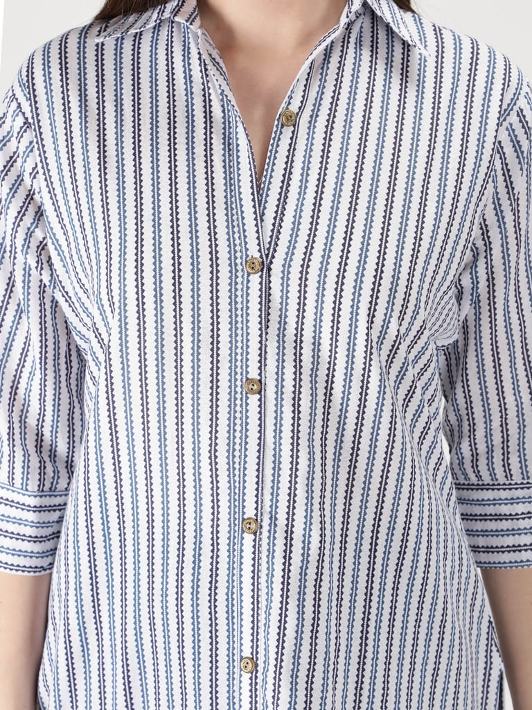 Women's Striped Button Down Shirt Dress