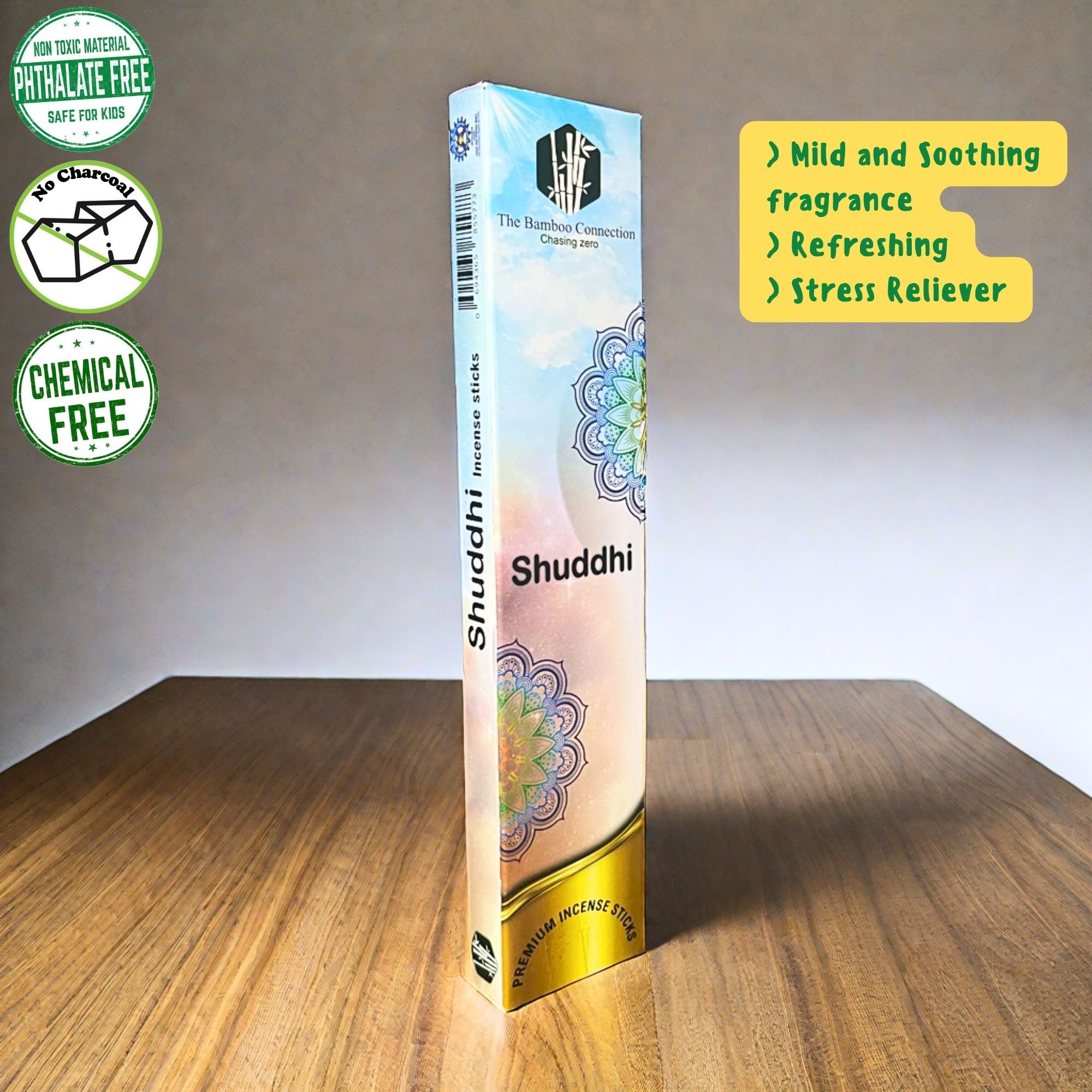 The Bamboo Connection | Shuddhi Incense Stick | Premium Sandal Fragrance |  Phthalate free, Charcoal free, Chemical free | 100% Natural | Pack of 2