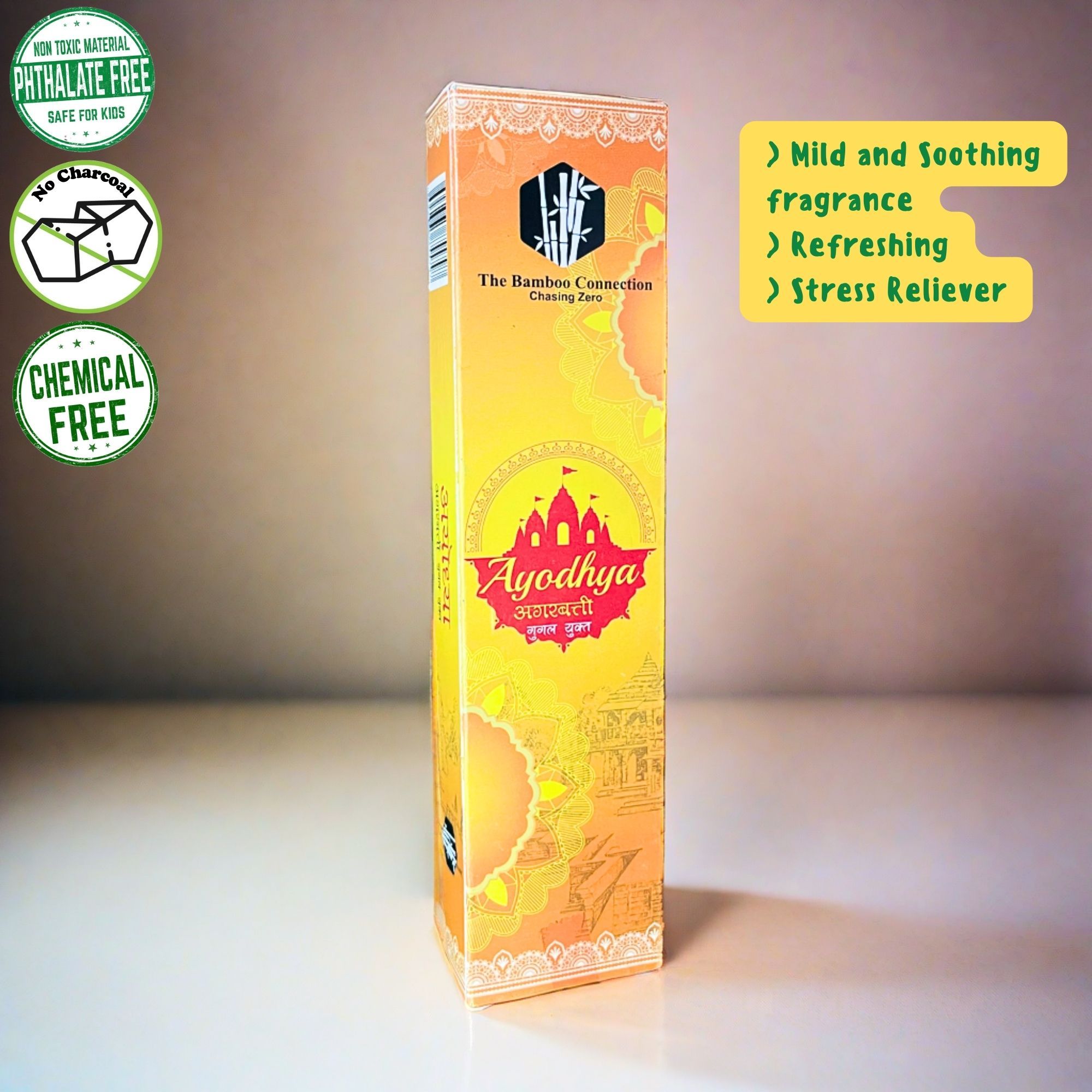 The Bamboo Connection | Ayodhya Incense Stick | Pakiza Fragrance | Phthalate free, Charcoal free, Chemical free | 100% Natural | Pack of 2