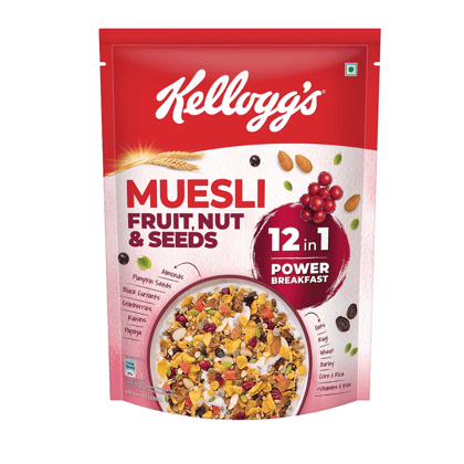 Kelloggs Muesli Fruit Nut & Seeds - 12-In-1 Power Breakfast, India's No.1 Muesli, 500 gm