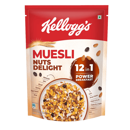 Kelloggs Muesli Nuts Delight - 12-In-1 Power Breakfast, India's No.1 Muesli, 500 g Pouch