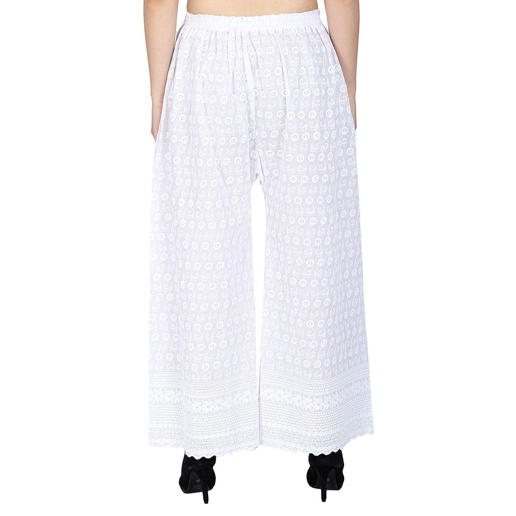 White Cotton Embroidery Palazzo