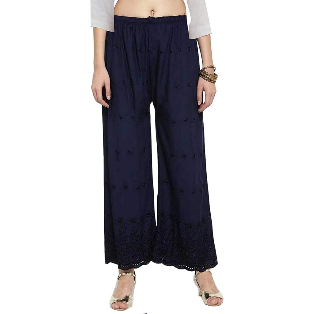 Cotton Embroidery Palazzo( Blue)