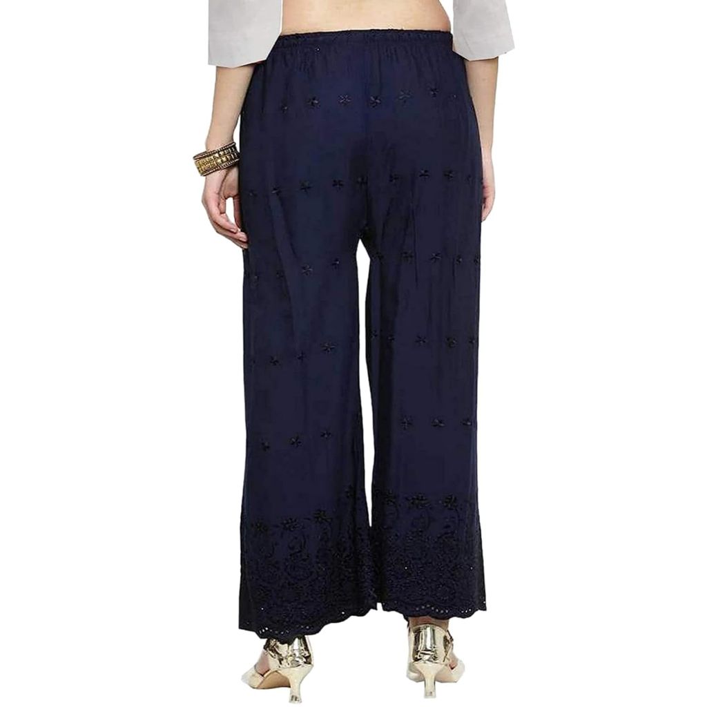 Cotton Embroidery Palazzo( Blue)