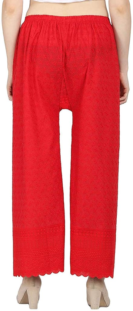 Cotton Embroidery Palazzo (Red)