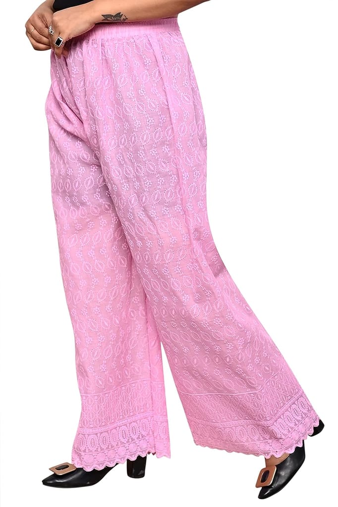Cotton Embroidery Palazzo(Pink)