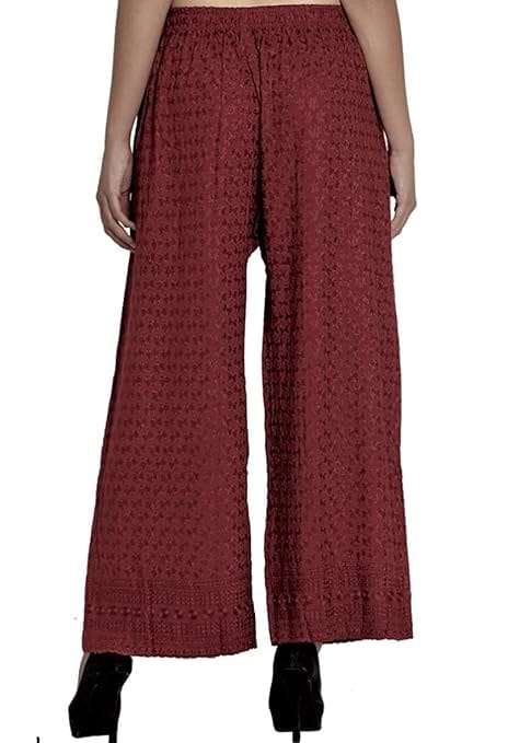 Heavy Chicken Work Embroidery Palazzo Combo Set of 2 Pcs (Brown,Grey)