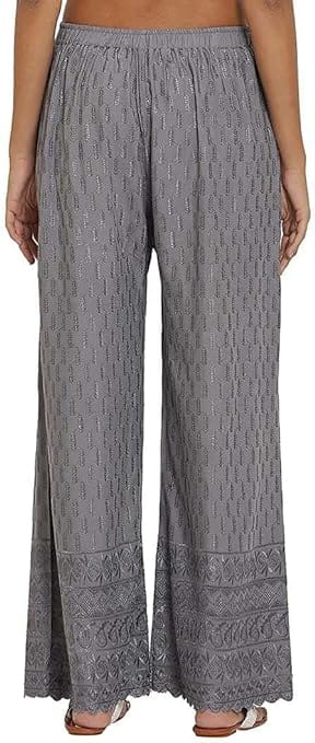 Heavy Chicken Work Embroidery Palazzo Combo Set of 2 Pcs (Brown,Grey)