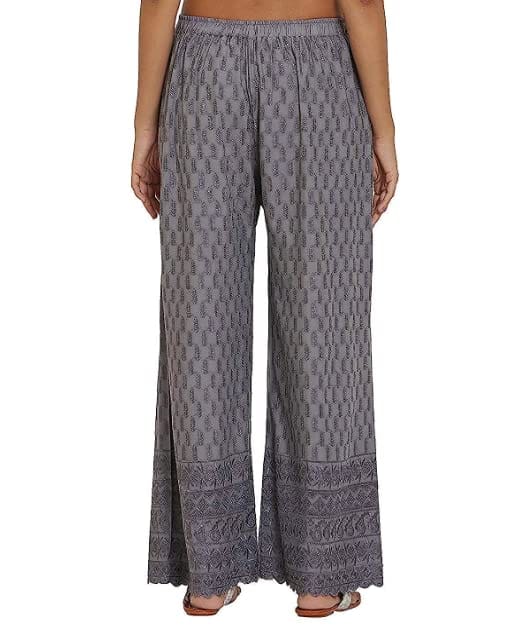 Heavy Chicken Work Embroidery Palazzo (Grey)