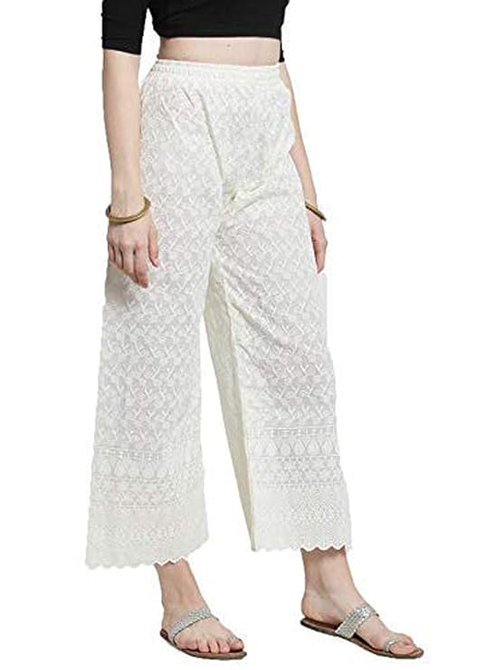 Heavy Chicken Work Embroidery Palazzo Combo Set of 2 Pcs (Black,White)