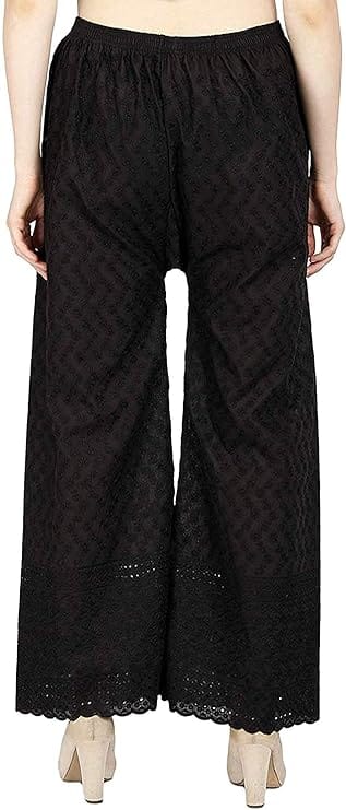 Heavy Chicken Work Embroidery Palazzo Combo Set of 2 Pcs (Black,White)