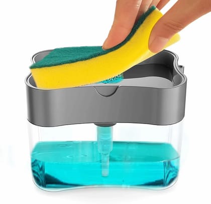 Dish Wash Soap Pump Dispenser and Sponge Dishwasher Liquid Holder for Kitchen Sink  by Ruhi Fashion India