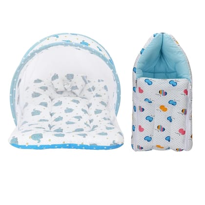 Mommers Unisex Mosquito Net and Baby Sleeping Bag/Baby Carry Nest for Baby Boys Girls (0-3 Months + 3-6 Months) 64 * 41 and 70 * 40 cms