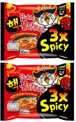 Samyang 3x Spicy Hot Chicken Flavour Instant Korean Noodles - 140 gm* 2 Pack (Pack of 2)