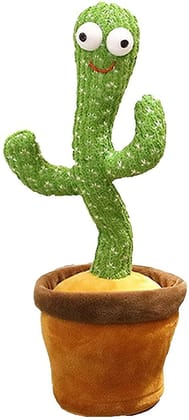USB Charging Dancing Cactus  Musical Toy for Kids with Colourful Lights & Built-in Speaker Talking Toy for Kids (Pack of 1) Multicolor