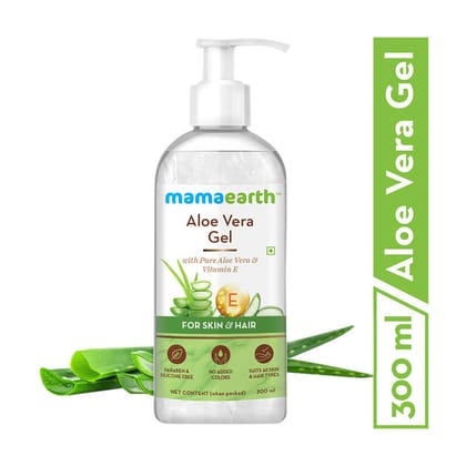 Mamaearth Aloe Vera Gel With Pure Aloe Vera & Vitamin E For Skin and Hair (300ml each) Pack of 2