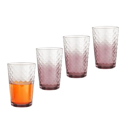 Yera Ruby Elegance Coloured Juice Glass 250ml Set of 4|Tumbler Highball Drinking Glass for Kitchen|Water|Milk|Cold-Drinks|Cocktail| Milkshake|Smoothie|Ideal for Home|Party|Restaurant|Special Occasions