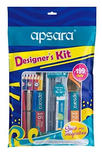 Apsara Designer's Kit | Ideal Gift Pack | Drawing Kit for Artists | Kids Gifting Set | Complete Art Set | Fun Birthday Gift | Fun Children's Gift | Combo of 9 items - Stationery | Buy online on ZillyBuy