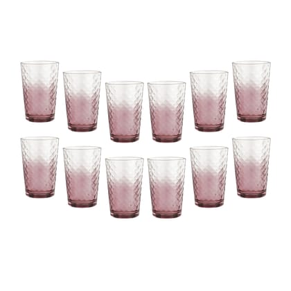 Yera Ruby Elegance Coloured Juice Glass 250ml Set of12|Tumbler Highball Drinking Glass for Kitchen|Water|Milk|Cold-Drinks|Cocktail| Milkshake|Smoothie|Ideal for Home|Party|Restaurant|Special Occasions