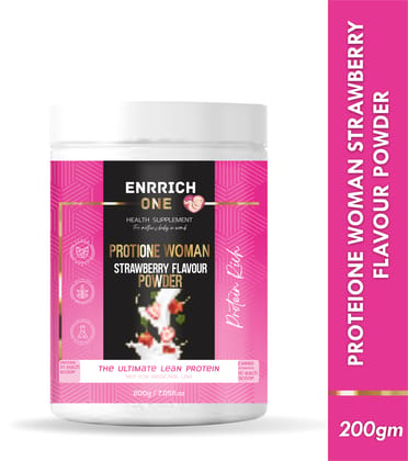 ENRRICH ONE PROTIONE WOMAN POWDER WITH STRAWBERRY FLAVOUR MULTIVITAMINS AND MULTIMINERALS POWDER WITH DHA 200GM.