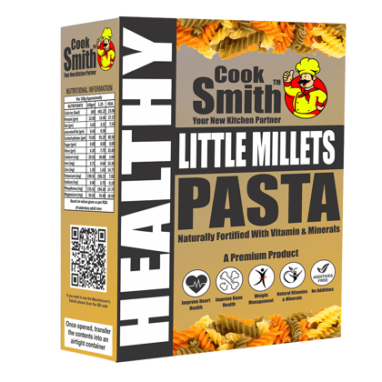 Cook Smith Healthy Little Millets Penne Pasta| No Maida, No Fried, No MSG, No Preservatives | Sun Dried |Natural Colour | Kutki Pasta | Cook Smith Pasta Pack 250gm (Pack of 1)
