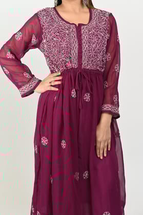 Gulabo Geogrette Chikankari Gown