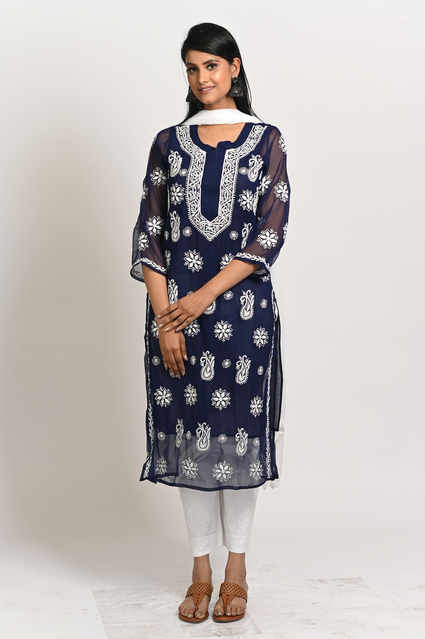 Naqsh Chiffon Chikankari Kurti